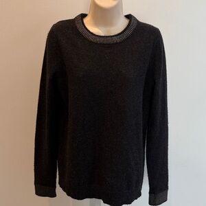 Vince Charcoal Gray Foil Print Wool Blend Crew Neck Knit Pullover Sweater Size S